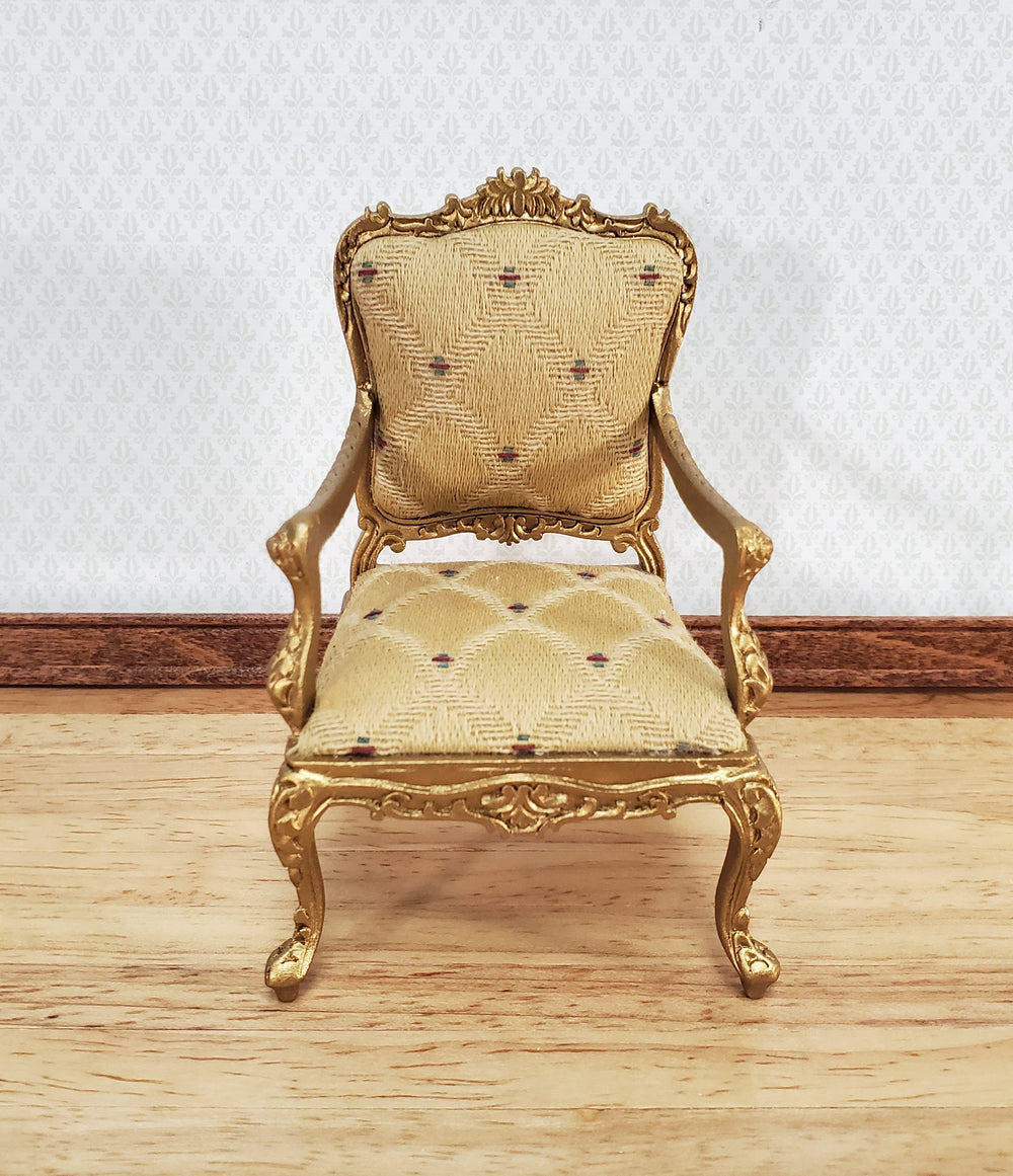 JBM Dollhouse Armchair Chair Rococo Style Gold 1:12 Scale Miniature