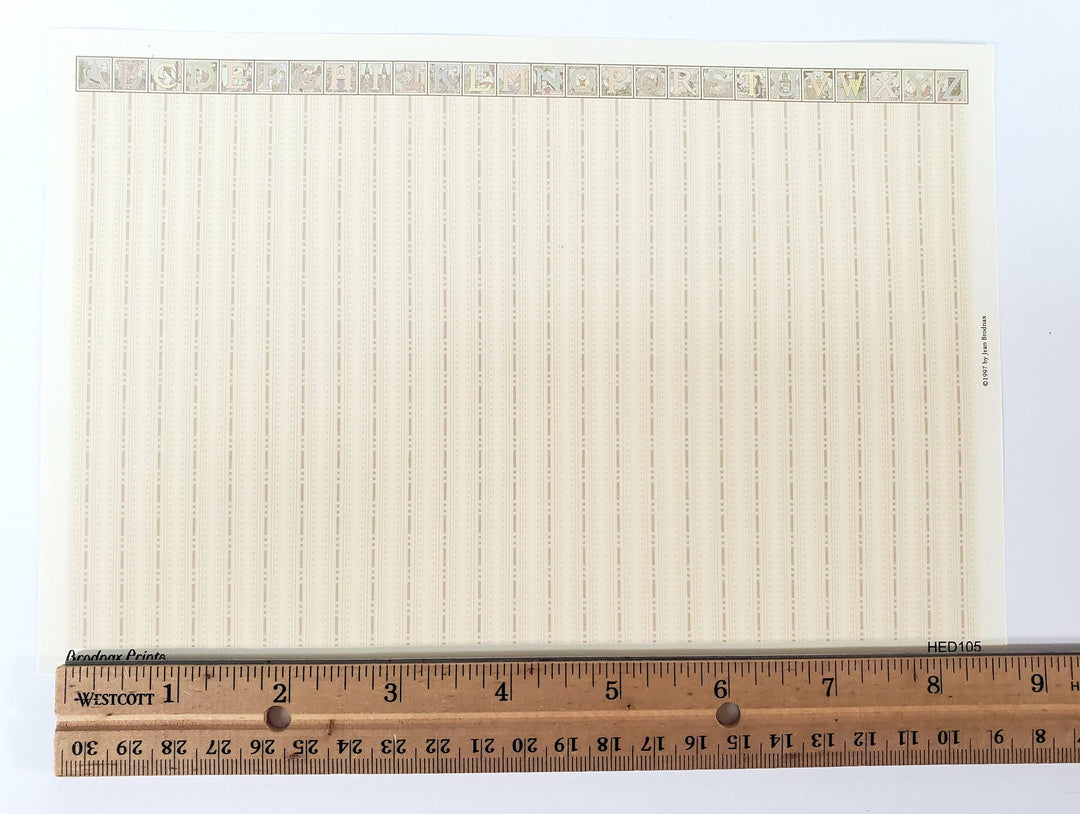 Dollhouse HALF SCALE Nursery Wallpaper 3 Sheets Alphabet "Mother Goose" 1:24