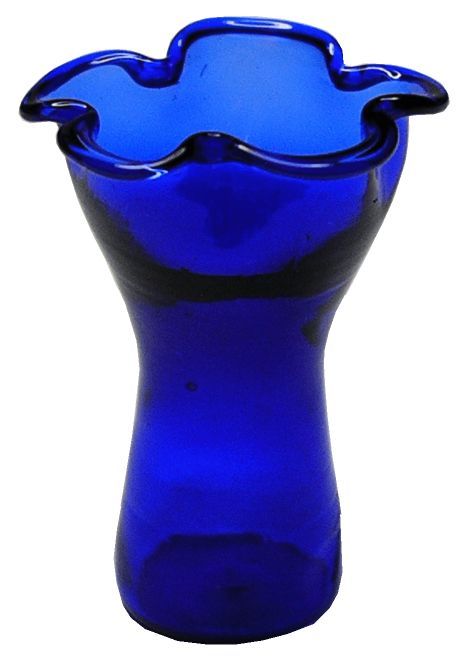 Dollhouse Blue Glass Ruffled Vase 1:12 Scale Miniature Decoration Flowers
