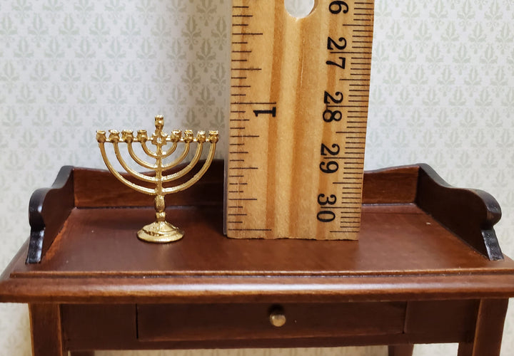 Dollhouse Hanukkah Menorah Judaica Candelabra Small Gold 1:12 Scale Miniature