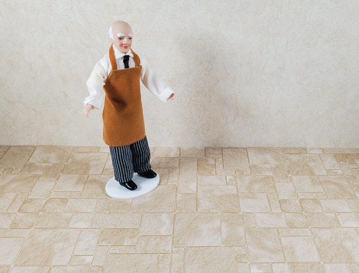 Miniature Sandstone Tile Floor Lightly Embossed Faux Flooring Brown Card Stock