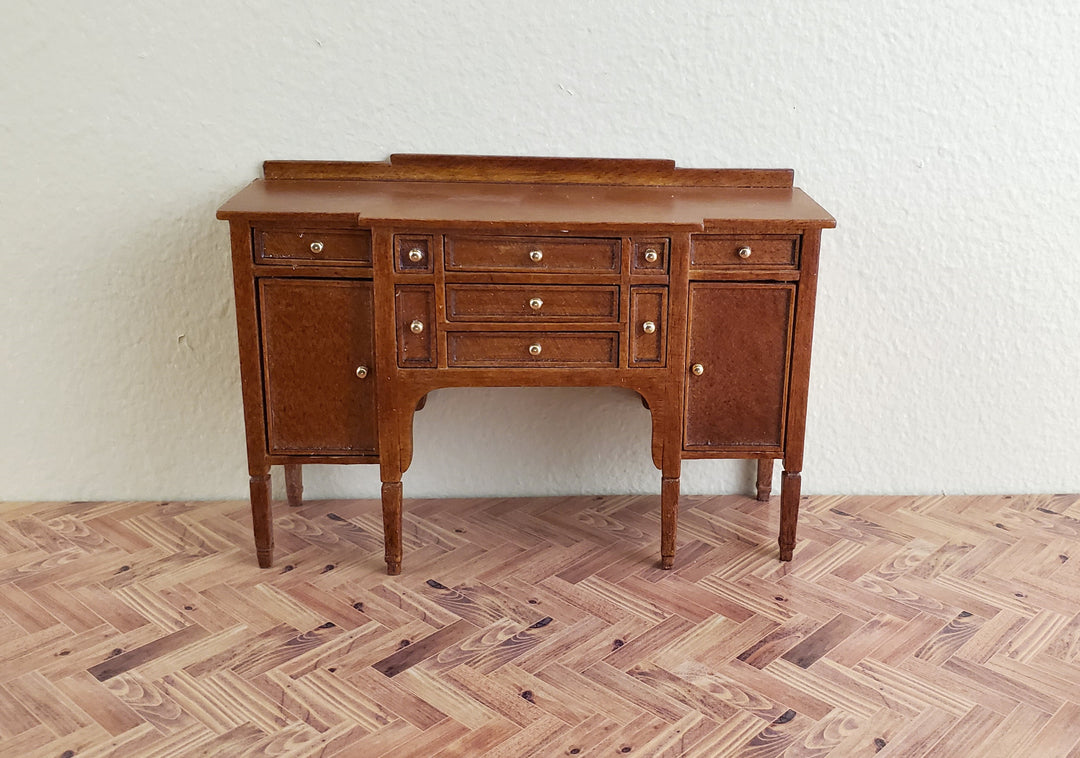 JBM Dollhouse Hepplewhite Sideboard Buffet Walnut Finish 1:12 Scale Furniture