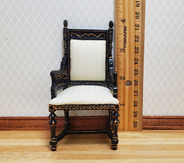 Dollhouse Black & Gold Chair 1:12 Scale Furniture Hansson