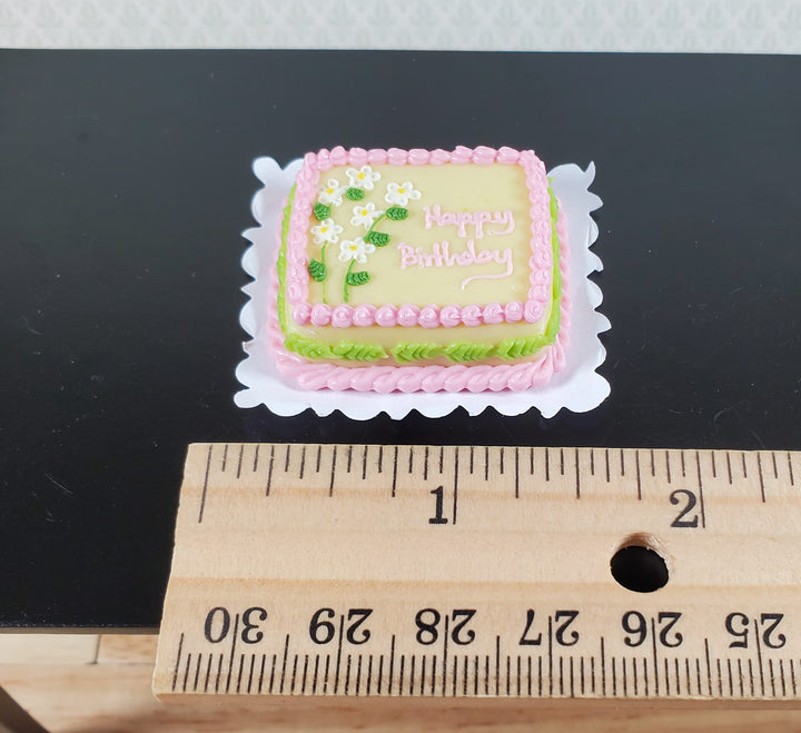 Dollhouse Birthday Sheet with Flowers 1:12 Scale Miniature Food Bakery