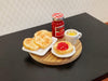 Dollhouse Toast Set with Jelly Plates &Tea on Cutting Board 1:12 Scale Miniature Food Kitchen