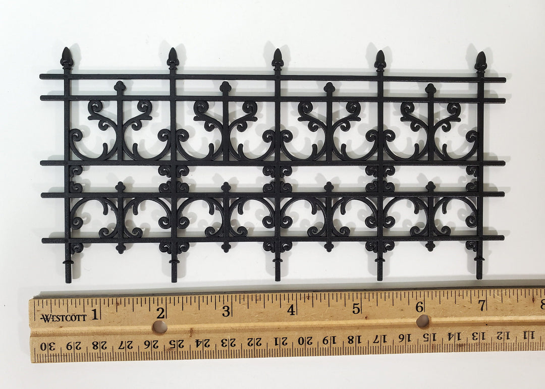 Miniature 4 Piece Fence Kit Black Victorian Georgian Style 1:12 Scale Dollhouse