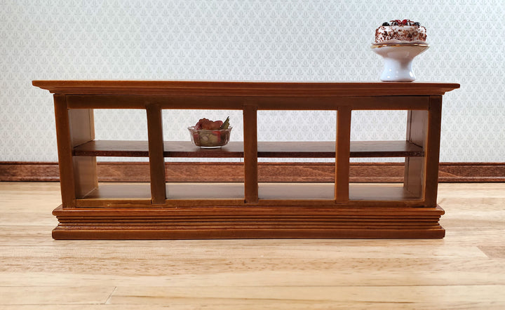 Dollhouse Low Display Counter for Bakery Store or Shop 1:12 Scale Walnut Finish Miniature Furniture