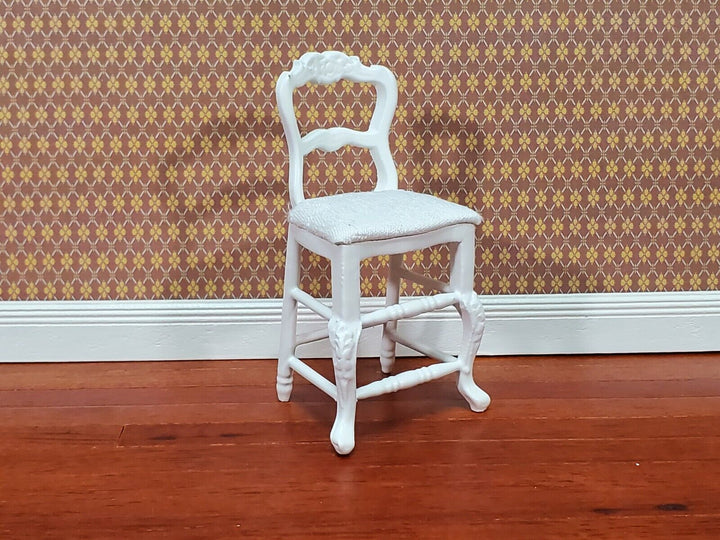 Dollhouse Tall Chair White Counter Height Padded Seat 1:12 Scale Furniture