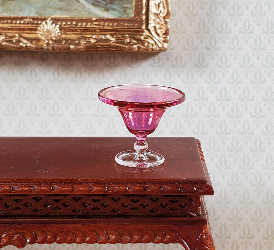 Dollhouse Pedestal Bowl Pink Cranberry Glass 1:12 Scale by Philip Grenyer
