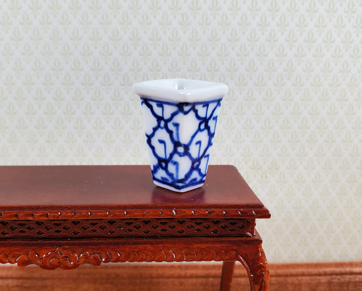 Dollhouse Tall Vase for Flowers Trellis Motif Ceramic 1:12 Scale Miniature