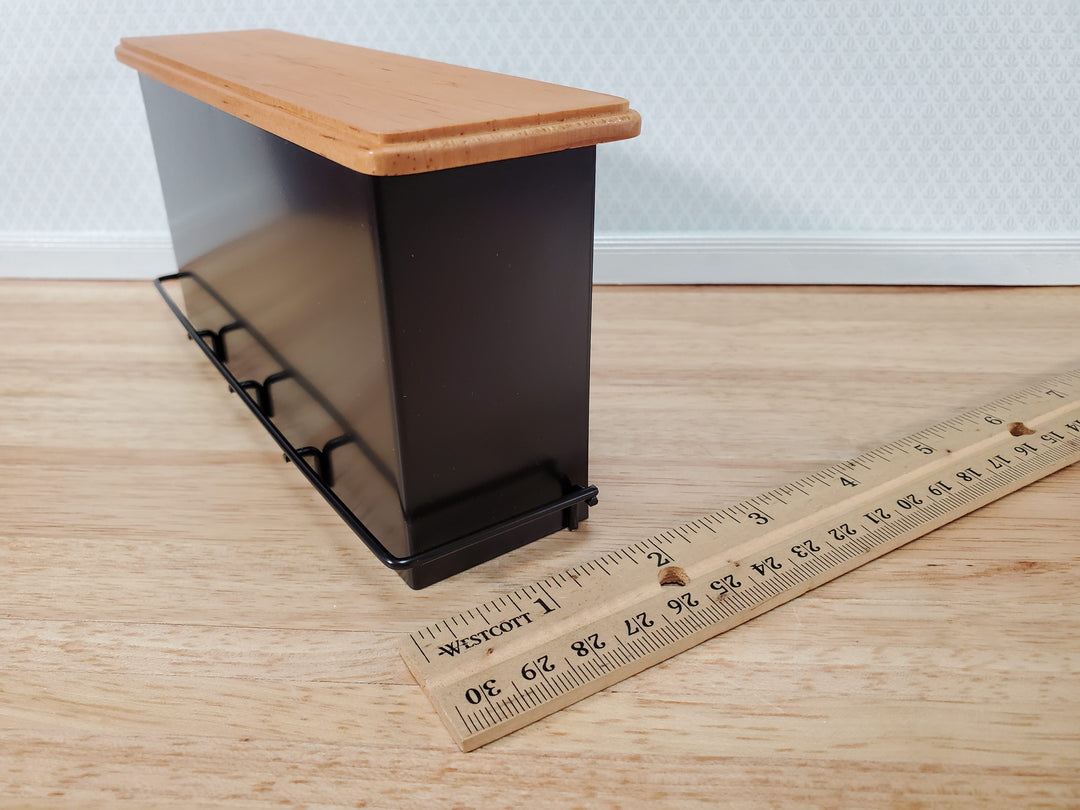 Dollhouse Miniature Bar Counter 3 Stools Black Metal & Oak Wood 1:12 Scale Large