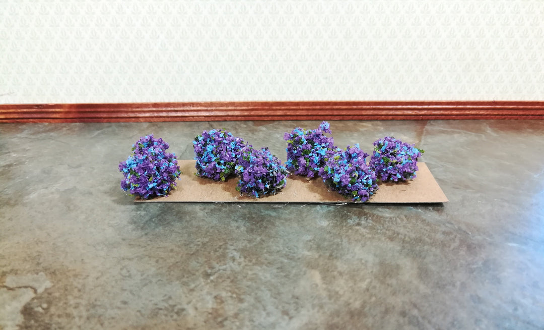 Dollhouse Miniature Flowering Shrub Purple Small Bush Round Border Plant