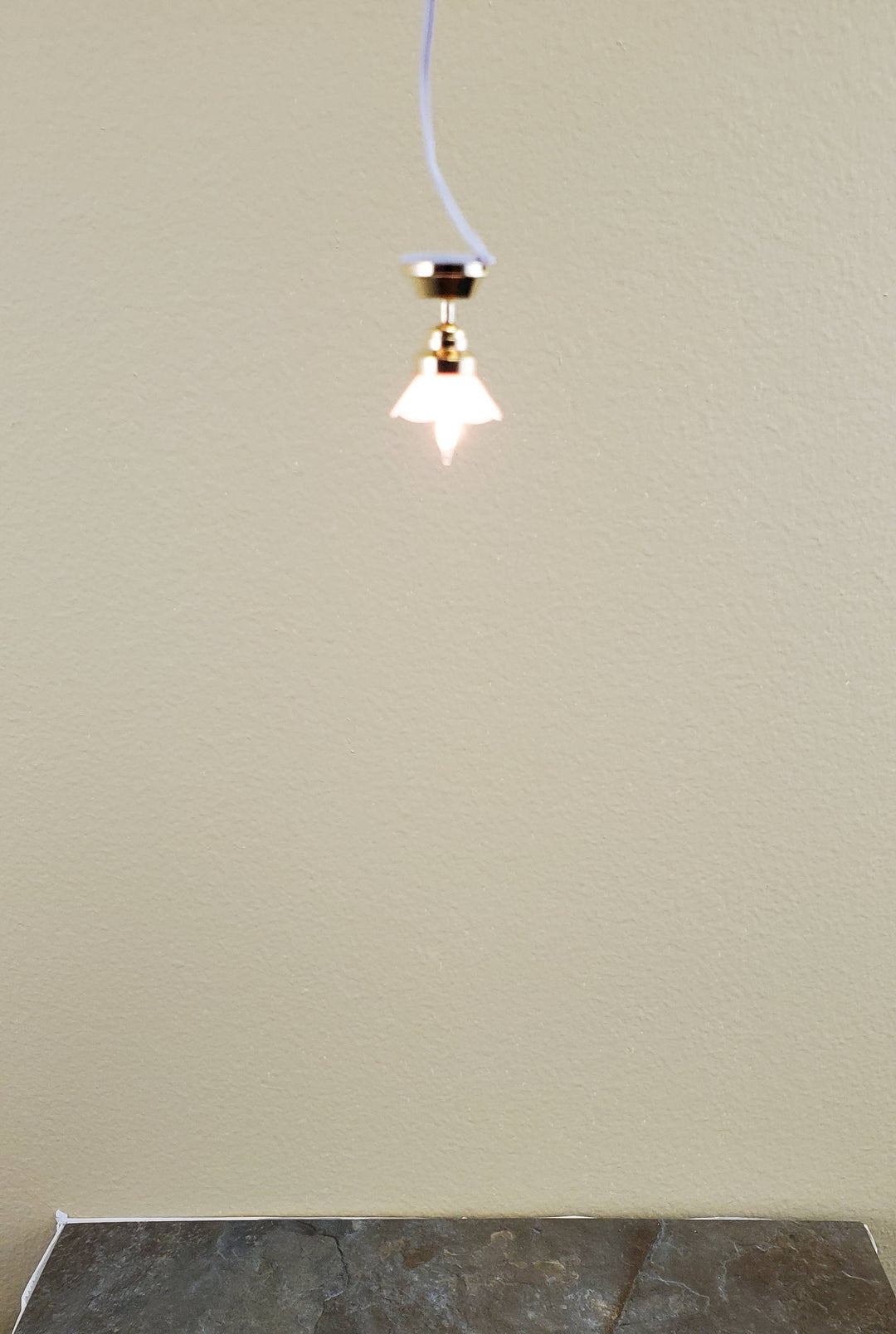 Dollhouse Miniature Small Ceiling Light Flower Shade 12 Volt w/ Plug 1:12 Scale