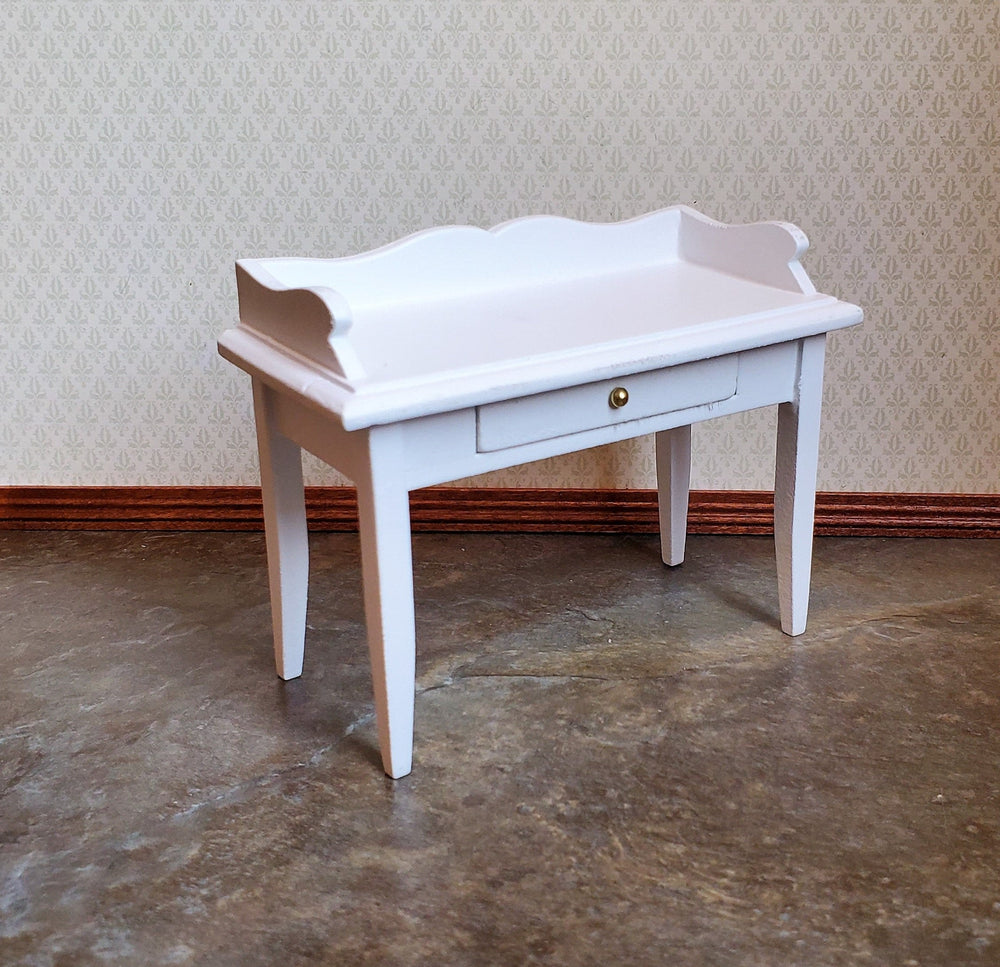 Dollhouse Writing Desk with Drawer Wood White Finish 1:12 Scale Miniature Furniture