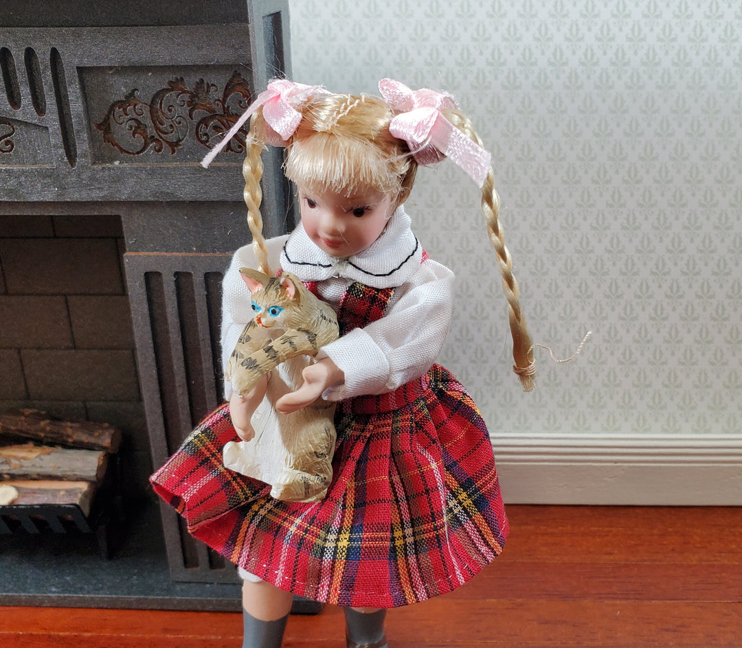 Dollhouse Kitty Cat Striped Tabby Mischievous Climbing 1:12 Scale Miniature Pet