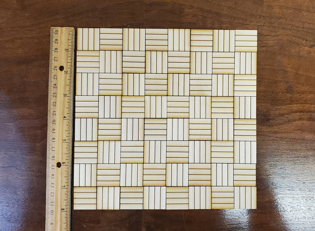 Dollhouse Parquet Floor Real Wood 1:12 Scale 8" x 8" Miniature Flooring