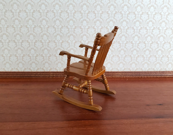 Dollhouse Rocking Chair Walnut Finish Wood 1:12 Scale Miniature Furniture