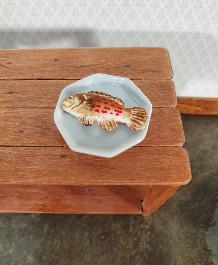 Miniature x3 Fish Grouper for Dollhouse Food Seafood Grocer Grocery Store 1 1/4"