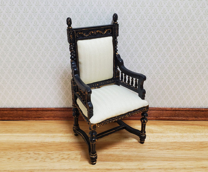 Dollhouse Black & Gold Chair 1:12 Scale Furniture Hansson