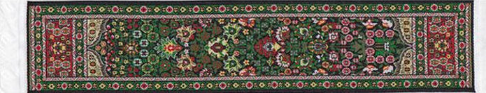 Dollhouse Miniature Narrow Runner Carpet Rug Green & Red 1:12 Scale