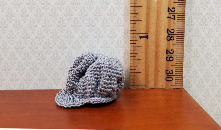 Dollhouse Crocheted Hat Gray Wearable 1:12 Scale Miniature