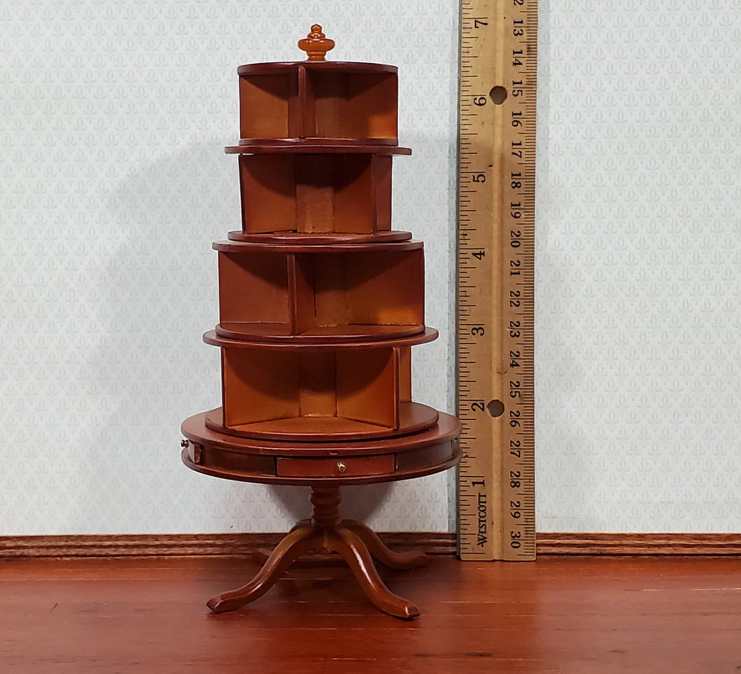 Miniature Revolving Bookcase Round Circular 1:12 Scale Dollhouse Furniture Library