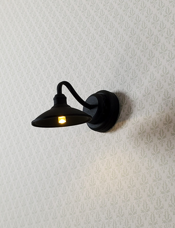 Dollhouse Battery Barn Light Industrial Black Wall Sconce 1:12 Scale Miniature