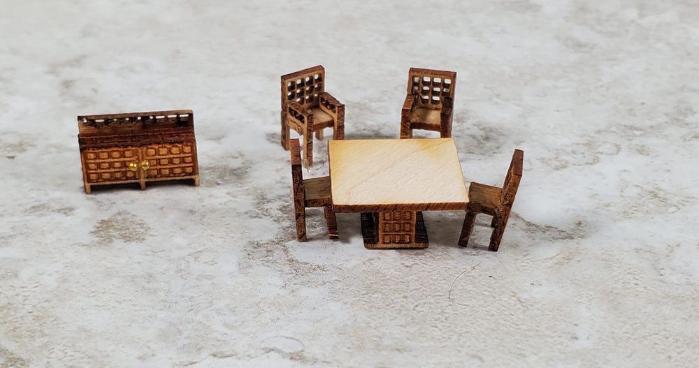 Dollhouse 1:144 Scale Furniture KIT DIY Modern Dining Room Miniature Set Table