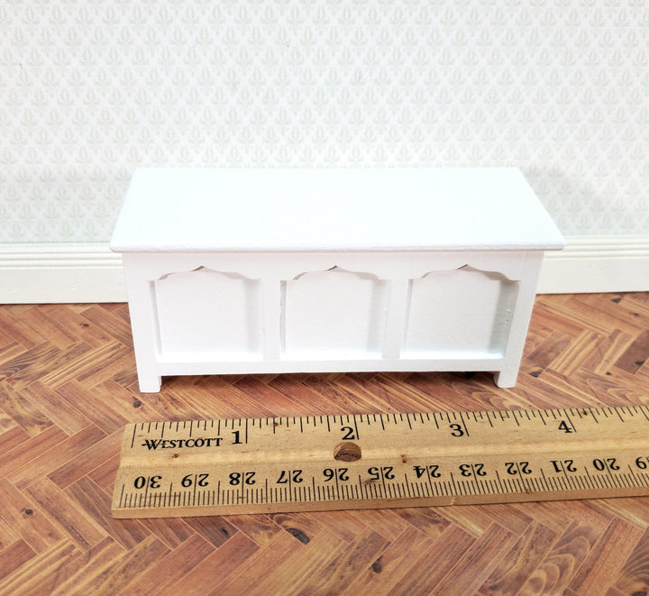 Dollhouse Chest Blanket Trunk 1:12 Scale Miniature Furniture White Wood
