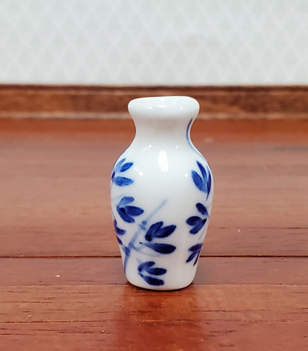 Dollhouse Blue & White Decorative Vase for Flowers Tall 1:12 Scale Miniature