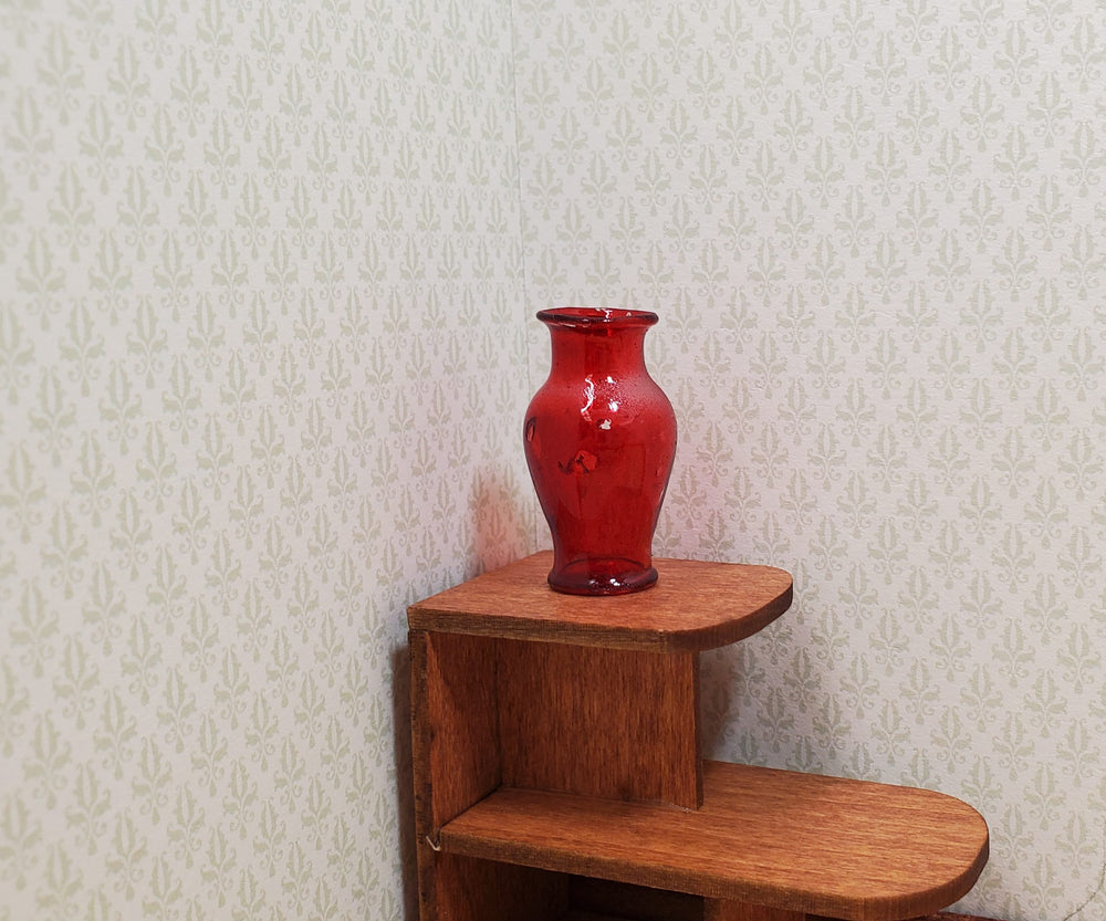 Dollhouse Glass Pedestal Vase Large Red Color 1:12 Scale some color flaws