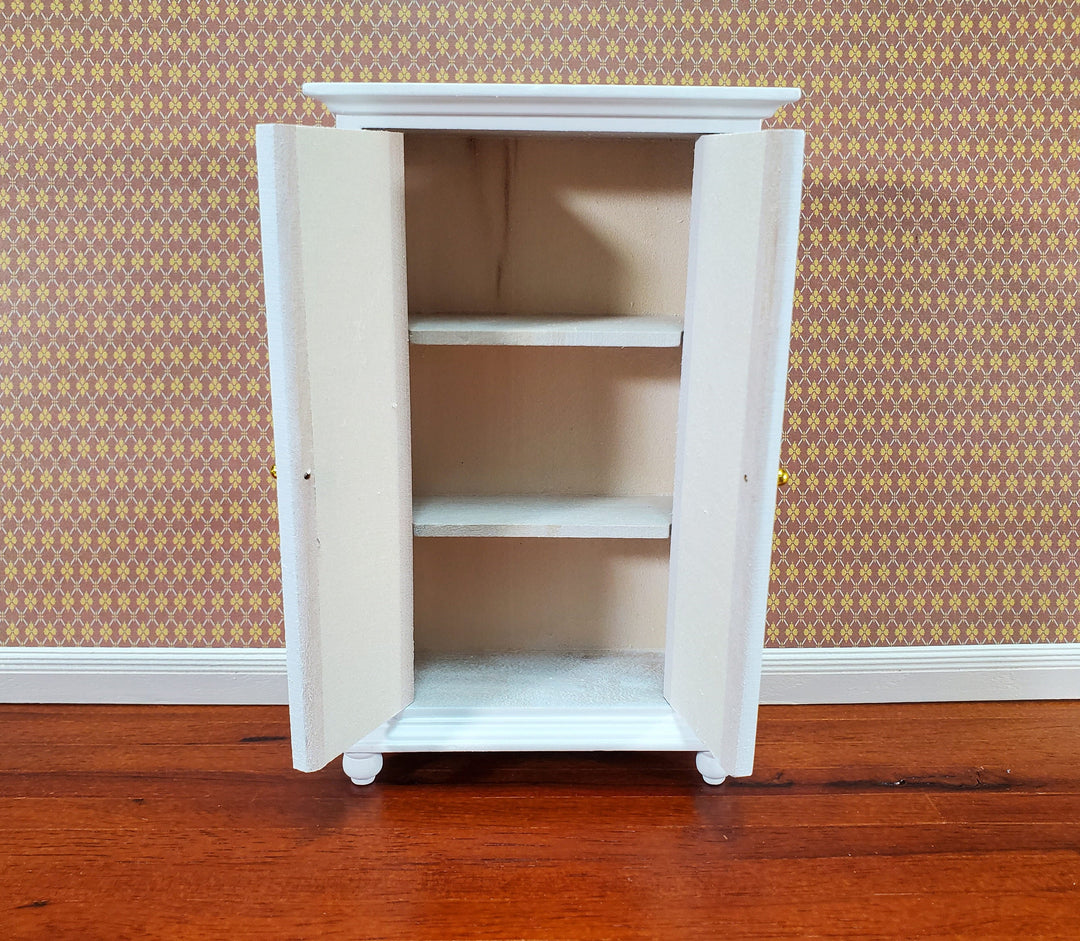 Dollhouse Wardrobe Armoire Closet Large Furniture 1:12 Scale Miniature White Wood