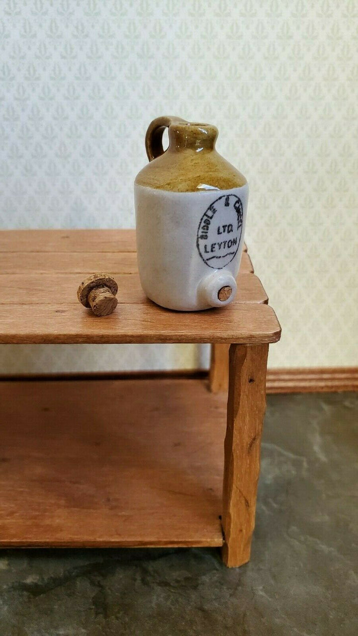 Dollhouse Miniature Stoneware Crock Jug with Tap & Cork 1:12 Scale Handmade 35mm