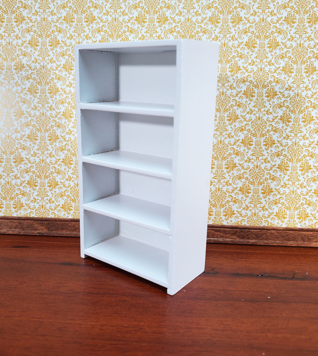 Dollhouse Shelves White Standing Bookcase 4 Shelf 1:12 Scale Furniture Bookshelf