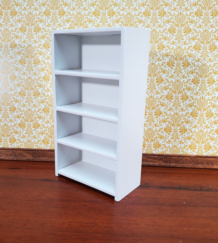 Dollhouse Shelves White Standing Bookcase 4 Shelf 1:12 Scale Furniture Bookshelf