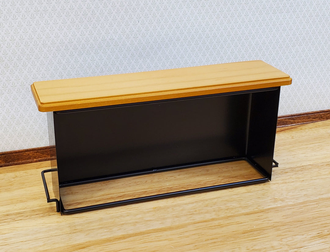 Dollhouse Miniature Bar Counter 3 Stools Black Metal & Oak Wood 1:12 Scale Large