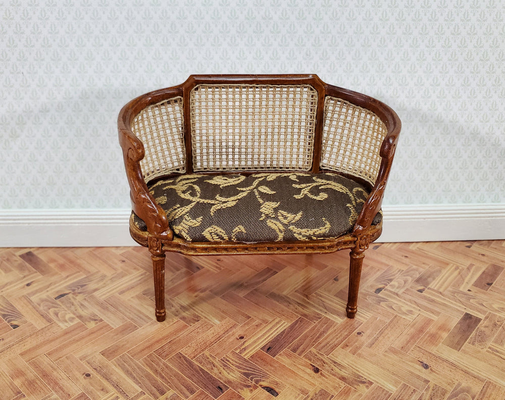 JBM Dollhouse Small Settee Louis XIV Style Brown 1:12 Scale Miniature Furniture