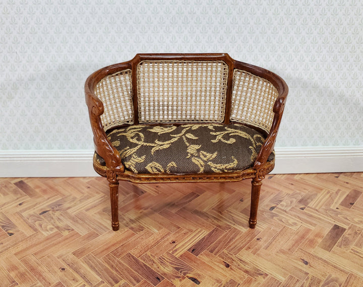 JBM Dollhouse Small Settee Louis XIV Style Brown 1:12 Scale Miniature Furniture