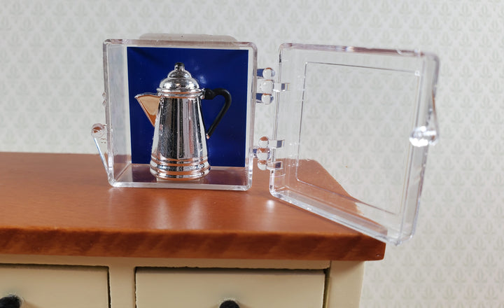 Dollhouse Retro Coffee Pot Tall Silver Chrysnbon Miniatures 1:12 Scale Kitchen