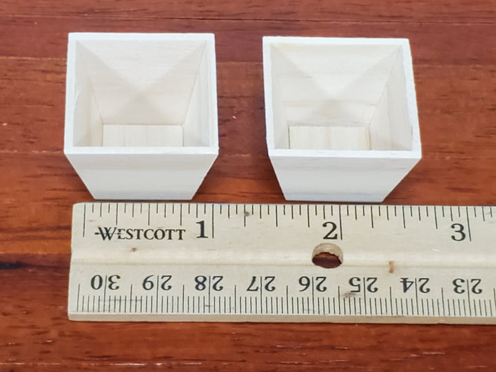 Dollhouse Box Planted Wood Square Set of 2 1:12 Scale by Falcon Miniatures