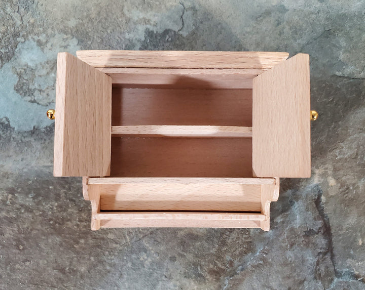 Dollhouse Kitchen Cupboard Cabinet Hanging with Doors Unpainted 1:12 Scale Miniature Furniture