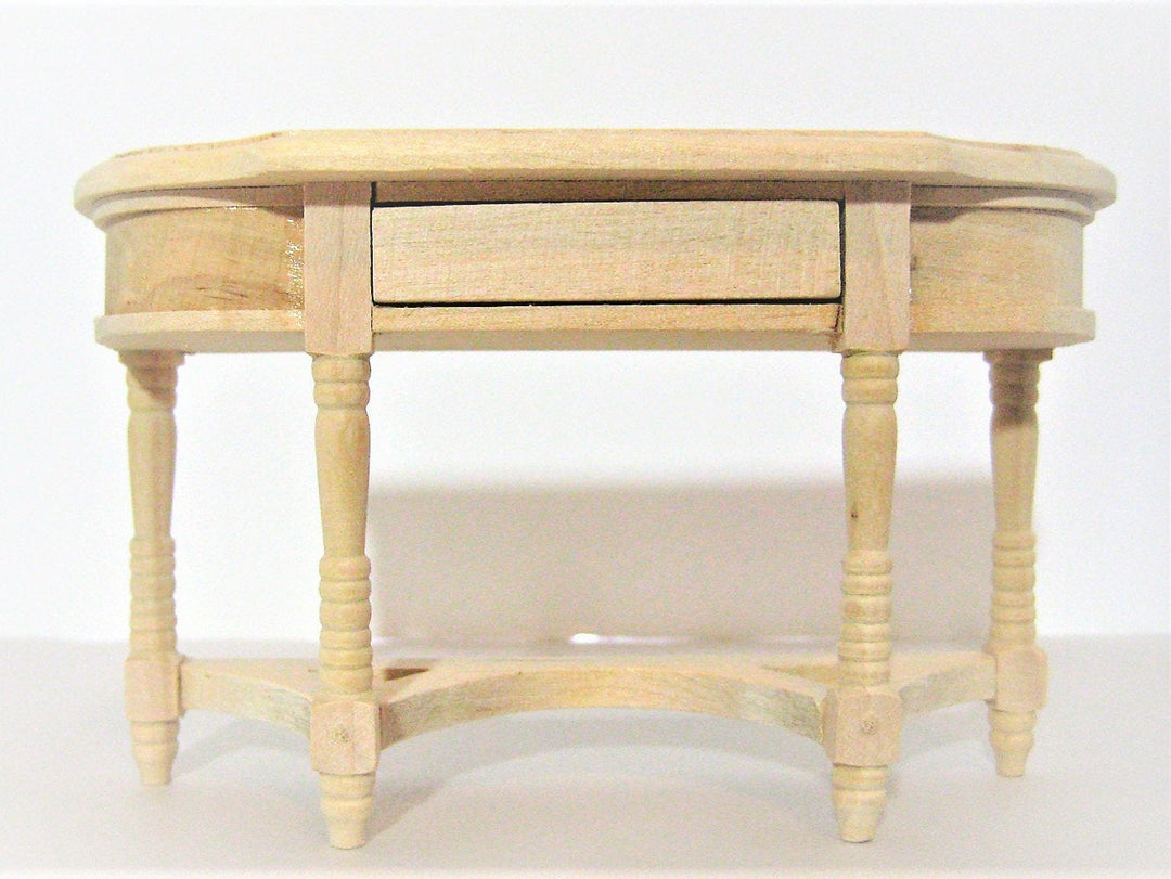 Dollhouse Hall or Side Table w/Drawer Unpainted Wood 1:12 Scale Miniature