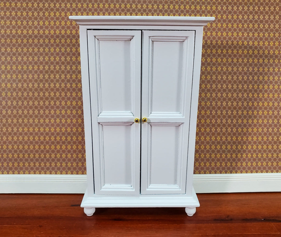 Dollhouse Wardrobe Armoire Closet Large Furniture 1:12 Scale Miniature White Wood