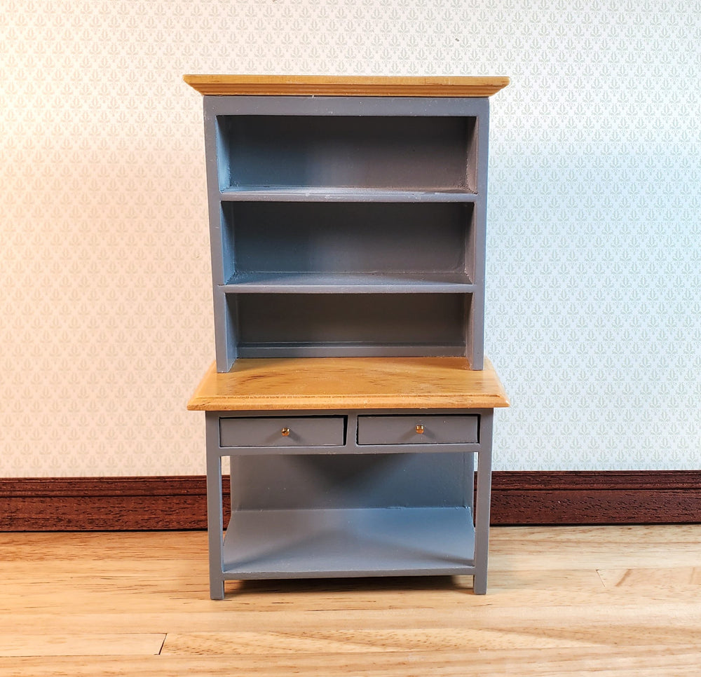 Dollhouse Kitchen Hutch Cupboard Wood 1:12 Scale Miniature Gray Finish