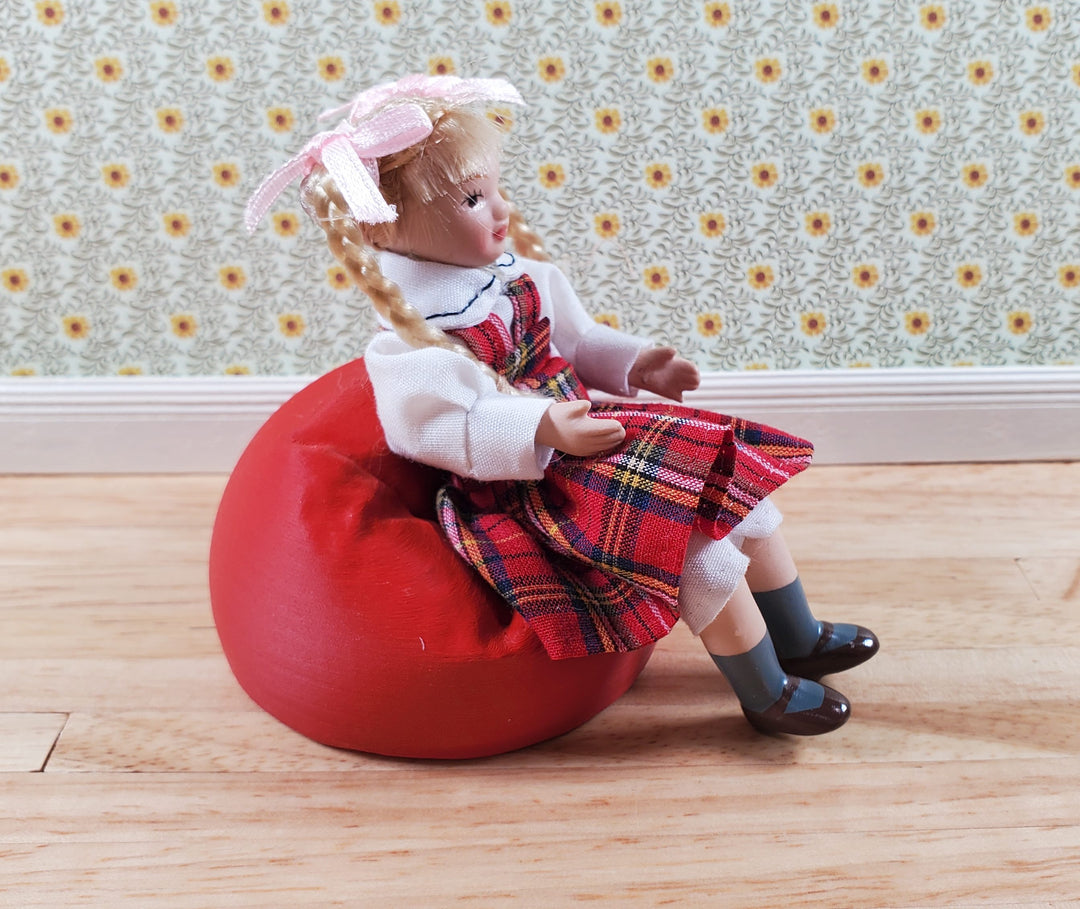 Dollhouse Bean Bag Chair for Child Red 3D Printed 1:12 Scale Miniature