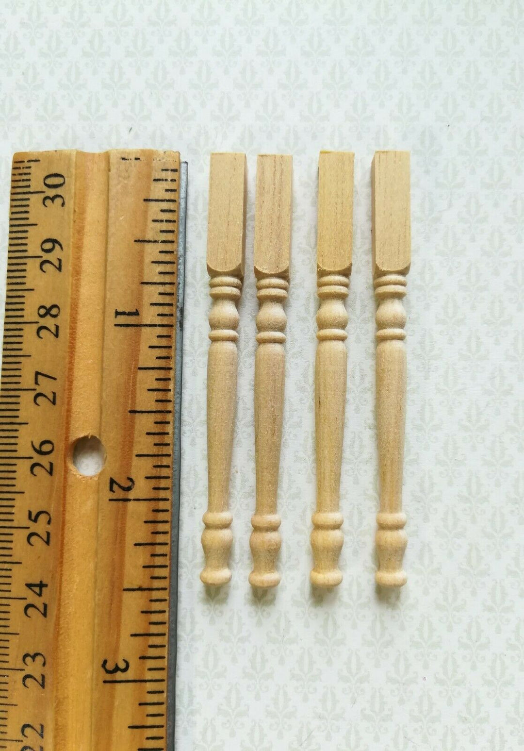 Dollhouse Miniature Wood Spindles Table Legs 4 Pieces 1:12 Scale 2 1/2" Long