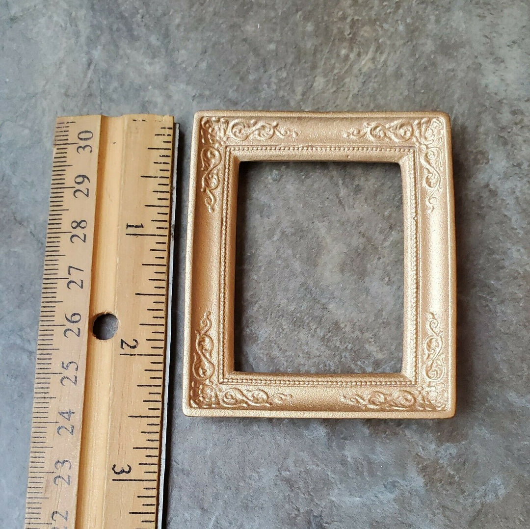 Dollhouse Mini Picture Frame Fancy Gold for Painting 1:12 Scale Miniature Accessory