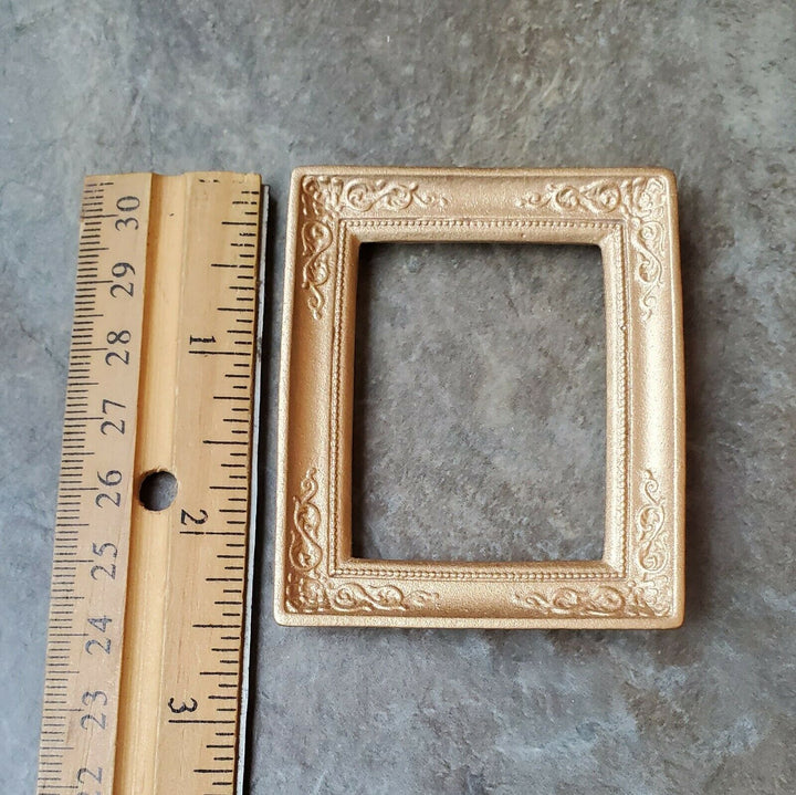 Dollhouse Mini Picture Frame Fancy Gold for Painting 1:12 Scale Miniature Accessory