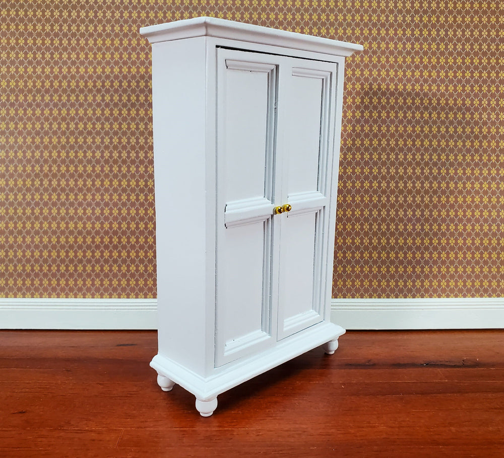 Dollhouse Wardrobe Armoire Closet Large Furniture 1:12 Scale Miniature White Wood