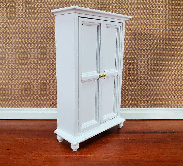 Dollhouse Wardrobe Armoire Closet Large Furniture 1:12 Scale Miniature White Wood